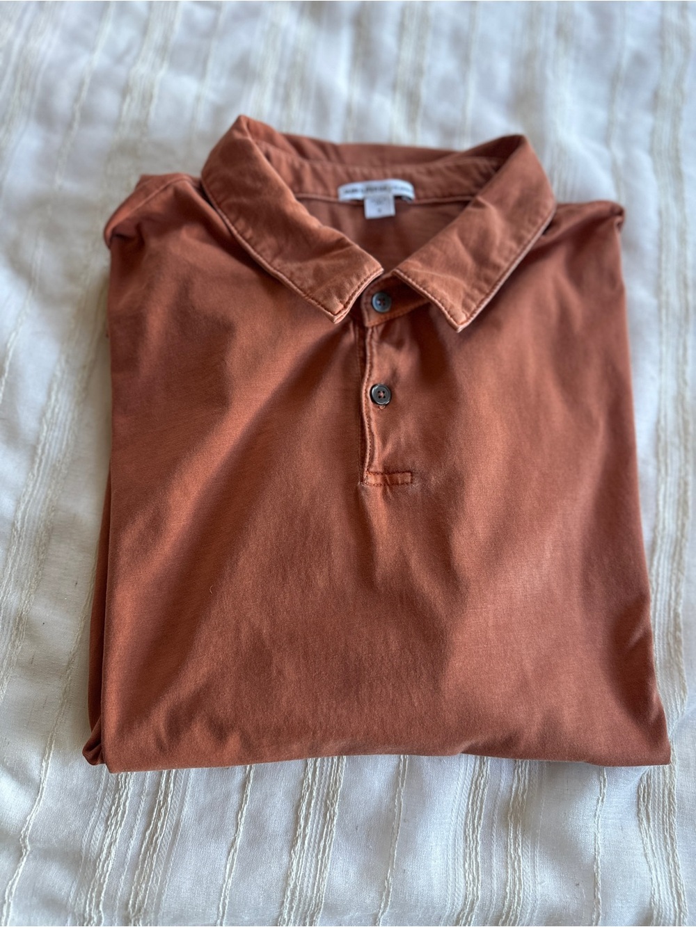 JAMES PERSE Sueded Jersey Polo Shirt | Rust Mens 3